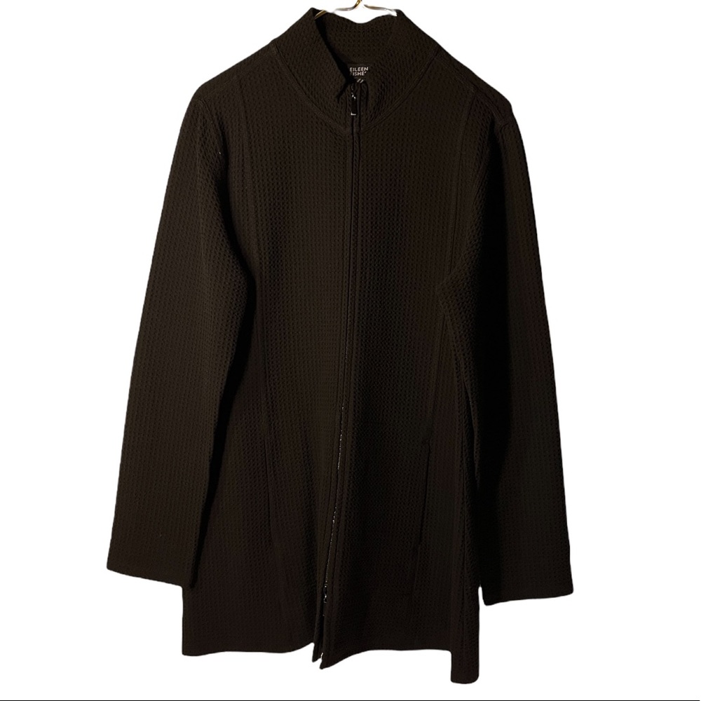 Eileen Fisher waffle zip up jacket